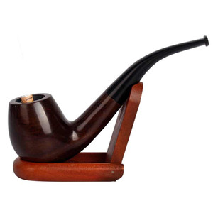 老式经典黑檀乌木弯式豪华装木料烟斗过滤入门级手工打磨大斗套装