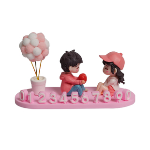 汽车临时停车号码牌创意新款挪车电话牌女士中控台可爱车载装饰品