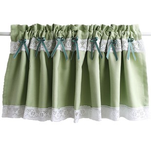 尾货特价窗帘卧室纯色美式单片半帘短帘门帘穿杆帘免打孔遮挡帘