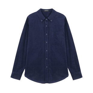 Maven Lin 闲适格调 复古灯芯绒翻领衬衫女利落通勤叠穿长袖衬衣