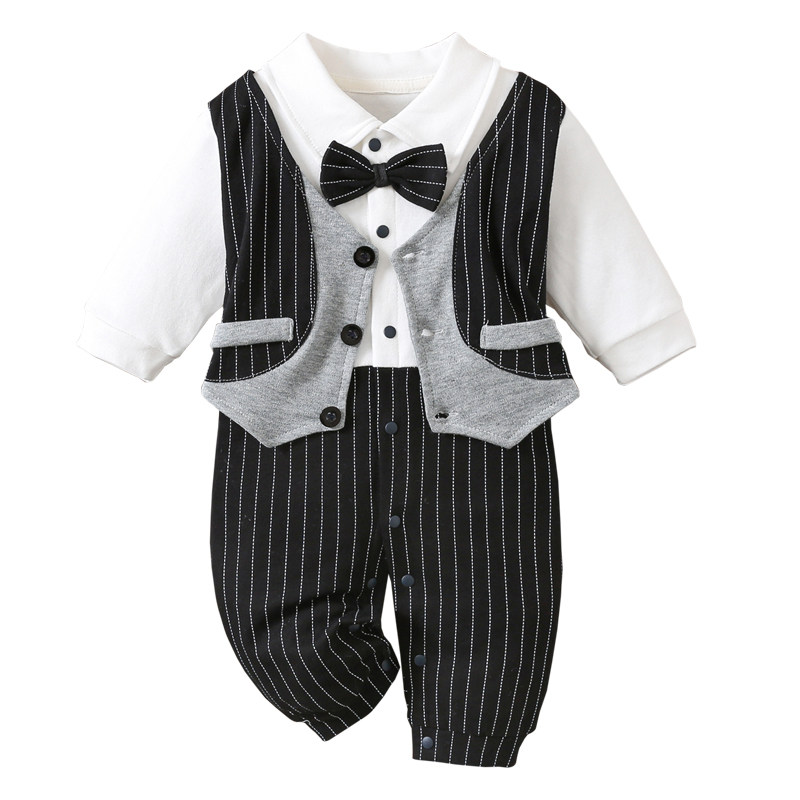 婴儿长袖绅士哈衣宝宝连体衣帅气