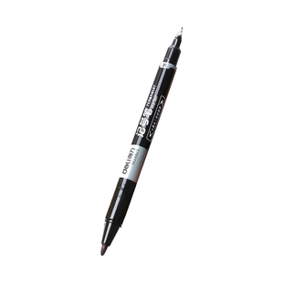 得力勾线笔记号笔双头美术专用小学生黑色蓝色红色油性笔马克笔儿童画画幼儿园防水防油不掉色大头笔一年级