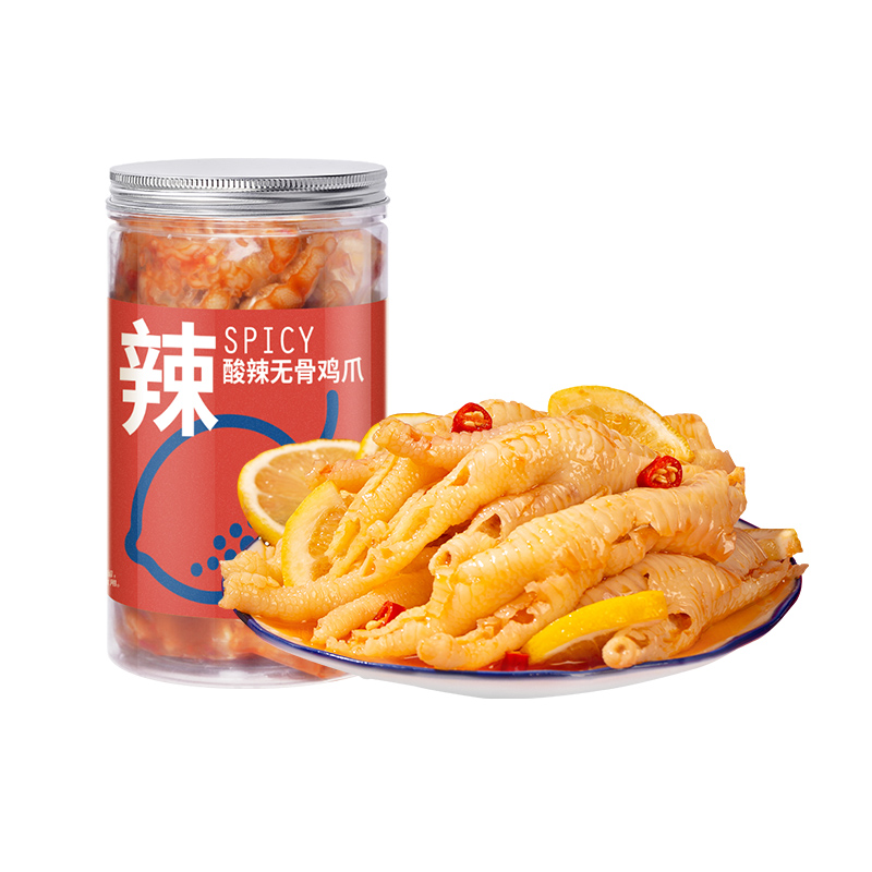 酸辣无骨即食罐装网红柠檬桶装鸡爪