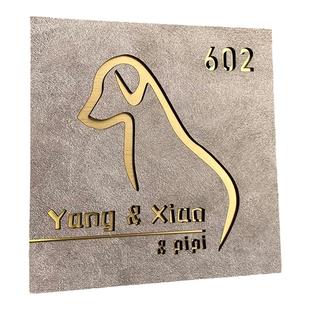 门牌定制民宿别墅家用门号牌创意宠物狗猫咪复古刻字老虎简约风挂饰轻奢现代新中式酒店房间号码牌订做指示牌