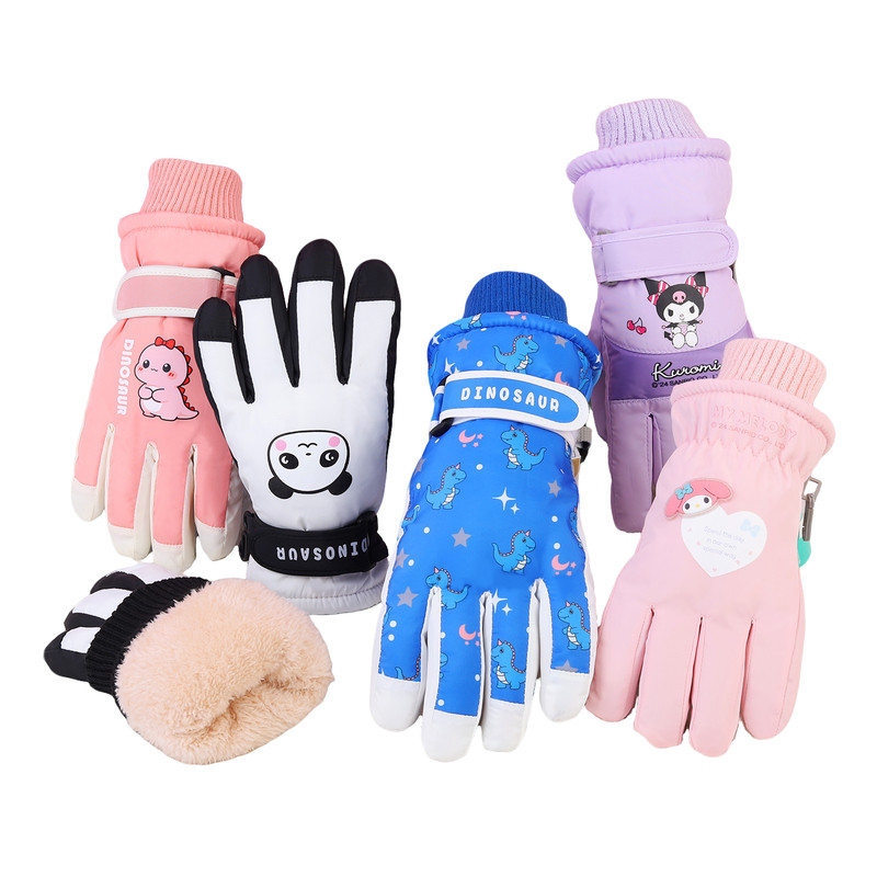 3-17岁小孩中大儿童加厚防寒防水防风防滑保暖滑雪玩雪棉手套冬季