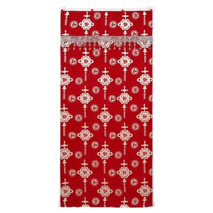 中式红门帘隔断帘家用隐私长门帘加厚雪尼尔喜庆结婚门帘自粘式