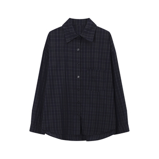 TANG韩版格子长袖衬衫女2025夏季新款宽松休闲百搭防晒衬衣外套潮