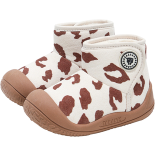 泰兰尼斯宝宝学步鞋儿童加绒雪地靴防滑可爱萌趣动物鞋子魔术贴