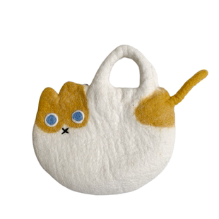 日系小众软萌可爱羊毛毡包卡通猫咪包手拎包迷你包包手工尼泊尔