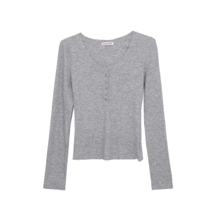 荒荒家 小口袋开扣长袖T2025早秋新款修身微弹套头修身针织衫女