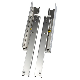 隐藏式托底滑轨三节底装缓冲阻尼抽屉轨道按压反弹静音导轨滑道