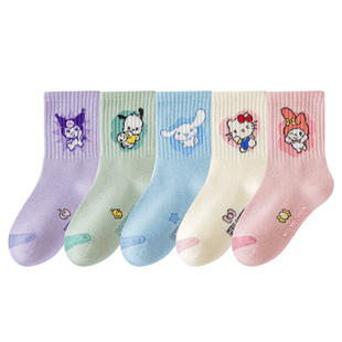 袜子女童纯棉a类防臭吸汗无骨中筒袜9岁女孩中小学生秋冬卡通棉袜