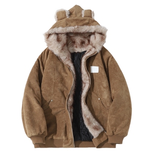 男士皮毛一体座山雕外套男厚款棉衣2026新款棉服男款冬季保暖棉袄