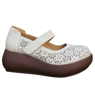 鞋子女设计感小众百搭厚底妈妈鞋新款夏季镂空透气松糕软底休闲鞋