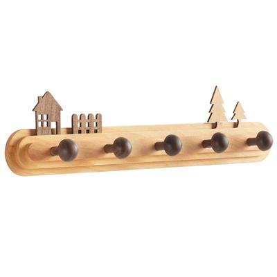 九居里排钩实木挂衣钩免打孔