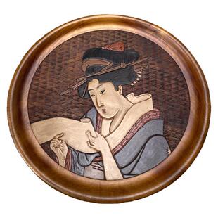 日本乌城雕赞歧雕一木挖中古茶盘茶托茶具日式托盘收纳木盘孤品