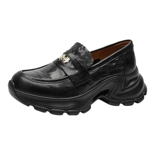 MILLIE'S/妙丽厚底乐福鞋女一脚蹬金扣百搭舒适工装鞋增高休闲鞋