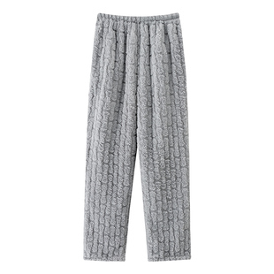 高端长毛绒睡裤男冬季加绒加厚2026新款保暖可外穿男款冬天家居裤