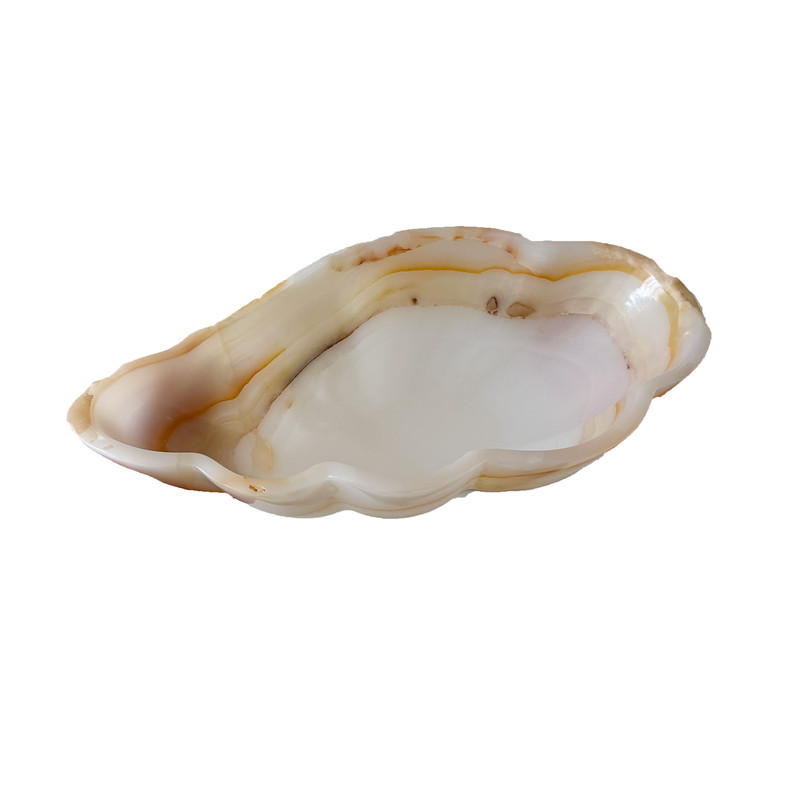 中古风天然玉石托盘贝壳果盘摆件