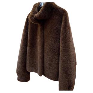 2025秋冬新款皮草外套女短款水貂绒皮毛一体大衣过膝长款立领加厚