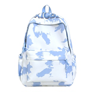 蓝色书包初中女生ins小众不撞款背包大容量高中学生旅行双肩包潮