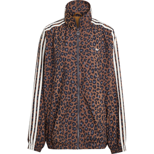 Adidas/阿迪达斯正品三叶草女士立领宽松时尚猎豹印花外套JW7301