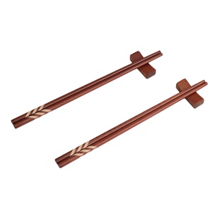 健康红檀木筷子 耐用防霉木质快子高档成人原木防滑两双 无蜡家用