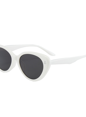 白色复古猫眼辣妹风防晒太阳镜