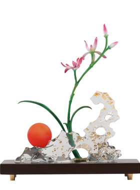 南初先生太湖石兰花高端大气摆件