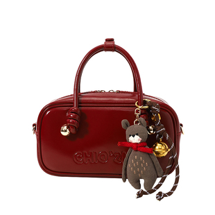 南风Chio2nd 微醺波尔多真皮牛皮枕头包女手提红色婚包单肩斜挎包