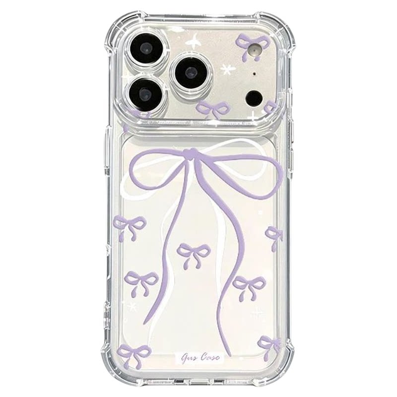 Transparent Light Purple Bow Star Phone Case Shockproof Airbag Cover 适用 iPhone 17 Pro Max 16 15 14