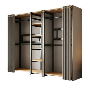 衣帽架开放式衣柜家用卧室一体组合衣帽间储物衣橱简易组装柜子