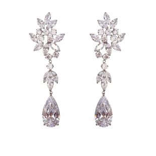 CrayonX璀璨星河水滴流苏爆闪宴会耳环女轻奢花朵耳饰精致优雅