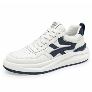 男鞋秋冬季加绒保暖棉鞋高级感潮牌真皮运动休闲厚底增高小白板鞋