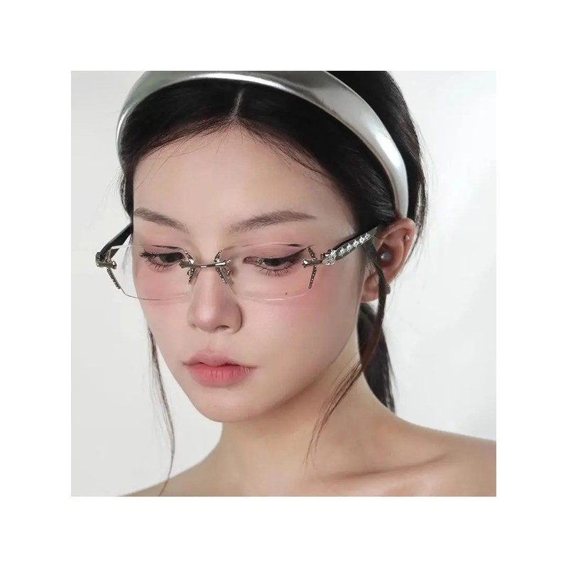 高智感纯欲无边框金属素颜眼镜女可配度数近视眼镜框架y2k欧美风