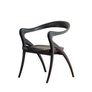 叕木/中古复刻|侘寂风实木餐椅扶手休闲柚木茶室主人椅子设计师椅