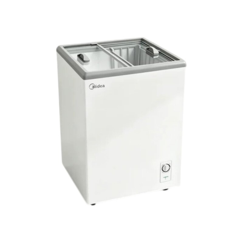 美的冰柜家用小型雪糕柜冷藏保鲜柜玻璃盖摆摊卧式商用冷冻展示柜