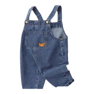 婧麒宝宝背带裤秋装男童童装小童秋款婴儿裤子女童大屁屁裤牛仔裤