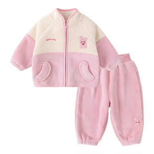 嘟嘟家宝宝套装秋冬加绒儿童卫衣两件套冬季加厚男童休闲外套卫裤