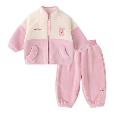 嘟嘟家宝宝套装秋冬加绒儿童卫衣两件套冬季加厚男童休闲外套卫裤