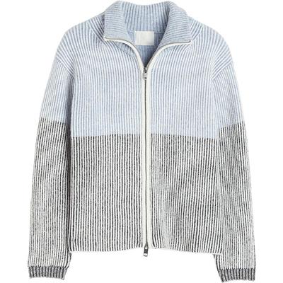 HM女装针织衫秋季舒适柔软拼色针织拉链开衫1218247