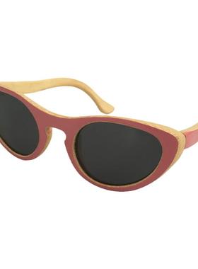 墨镜时尚风粉红色竹制全框太阳镜