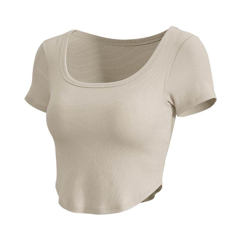 gigt短袖免穿内衣女修身瑜伽服