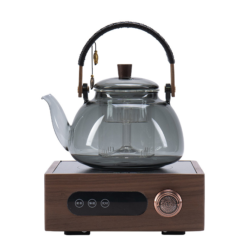 高端胡桃木电陶炉煮茶器玻璃烧水壶煮茶炉家用大功率电热炉花茶壶