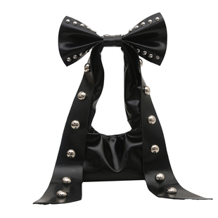 红色蝴蝶结手提包小拎包女2025新款小众设计感甜酷辣妹铆钉腋下包