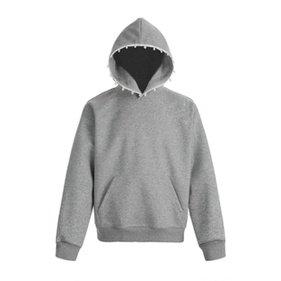 短句先生秋冬小众设计感珍珠装饰连帽卫衣