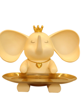 创意小飞象家居钥匙收纳托盘摆件轻奢高档软装饰品乔迁新居送礼物