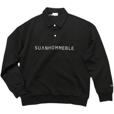 衬衫领刺绣卫衣长袖套头