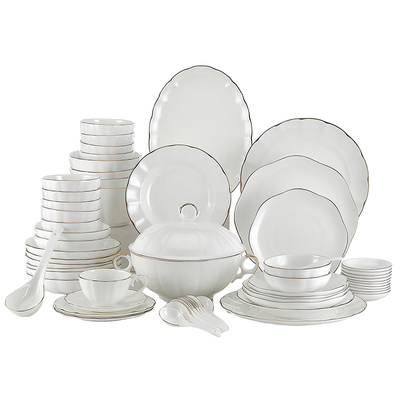 锦牌轻奢碗盘金边骨瓷家用菜盘子