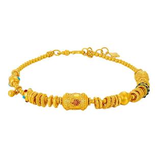 金至尊海之声梦屿黄金手链古法黄金鎏彩足金999手链生日礼物计价